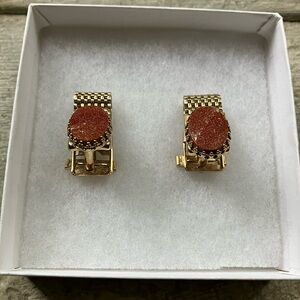 Gold and sand cuff links
